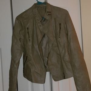 Faux leather jacket asymmetrical zipper